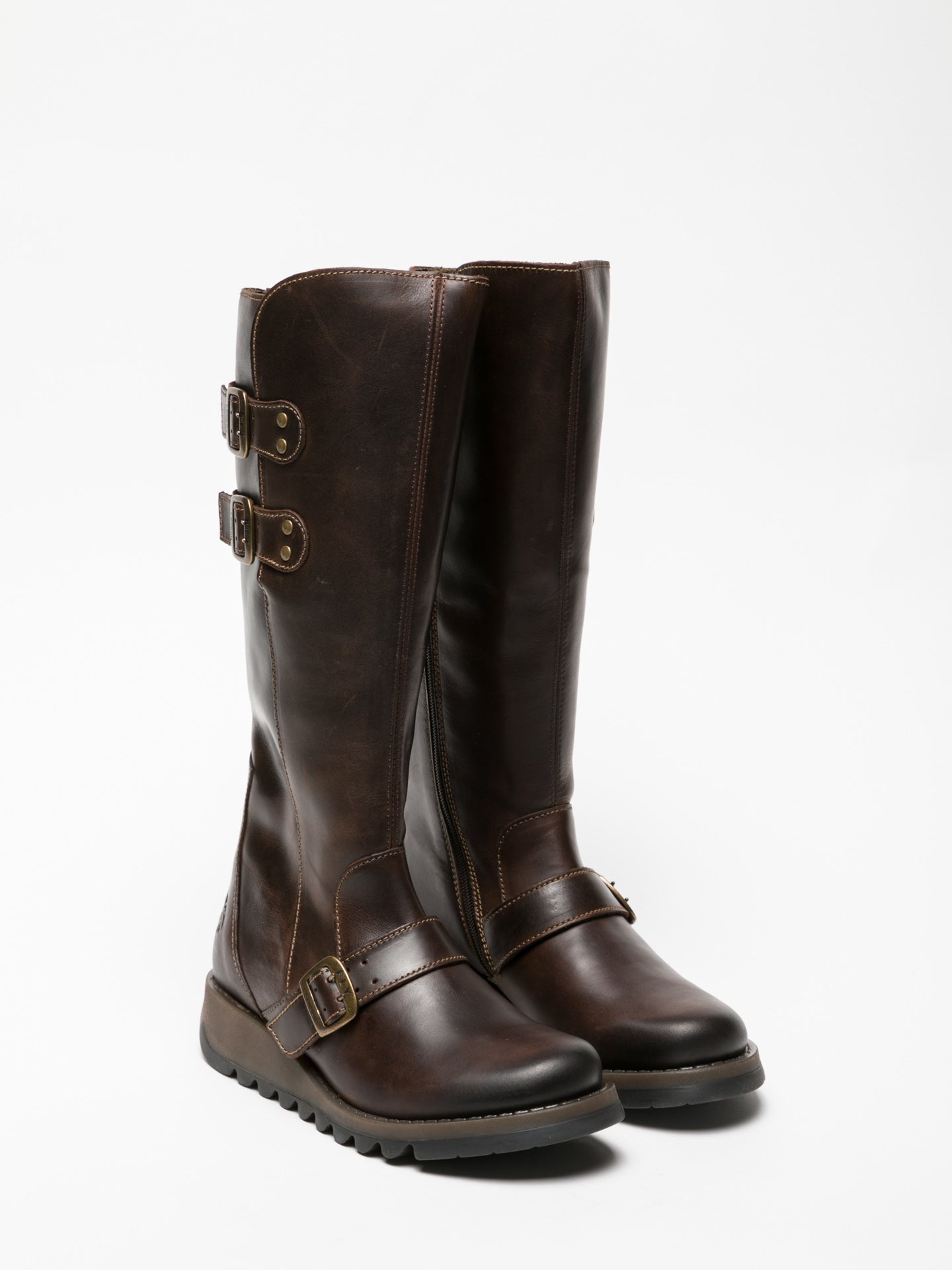 Fly London Botas de Cano-Alto em Castanho